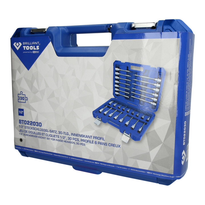 Brilliant Tools 1/2" dopsleutelset, 30-dlg, inbusprofiel