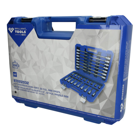 Brilliant Tools 1/2" dopsleutelset, 32 dlg, RIBE-profiel