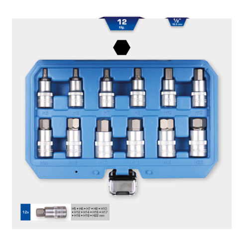 Brilliant Tools 1/2" inbusbitdopsleutelset, 12 dlg, 5 - 22 mm