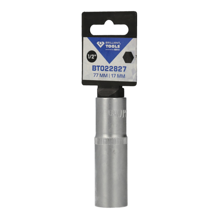 Brilliant Tools 1/2 inch Zeskant-dopsleutel, lang, 17 mm