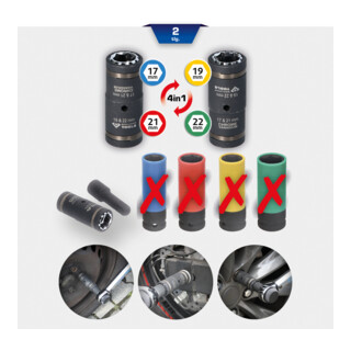 Brilliant Tools 1/2" Kit de douilles à chocs 4-en-1, 2 pcs