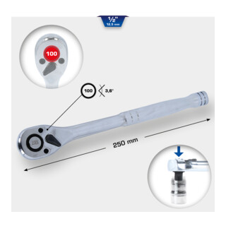 Brilliant Tools 1/2" Umschaltknarre mit Metallgriff