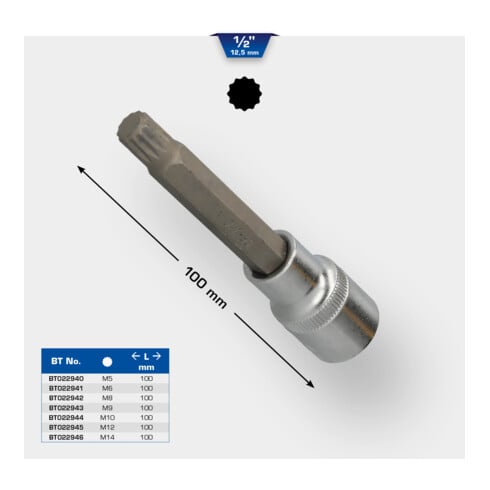 Brilliant Tools 1/2 inch veeltandbitdop M14