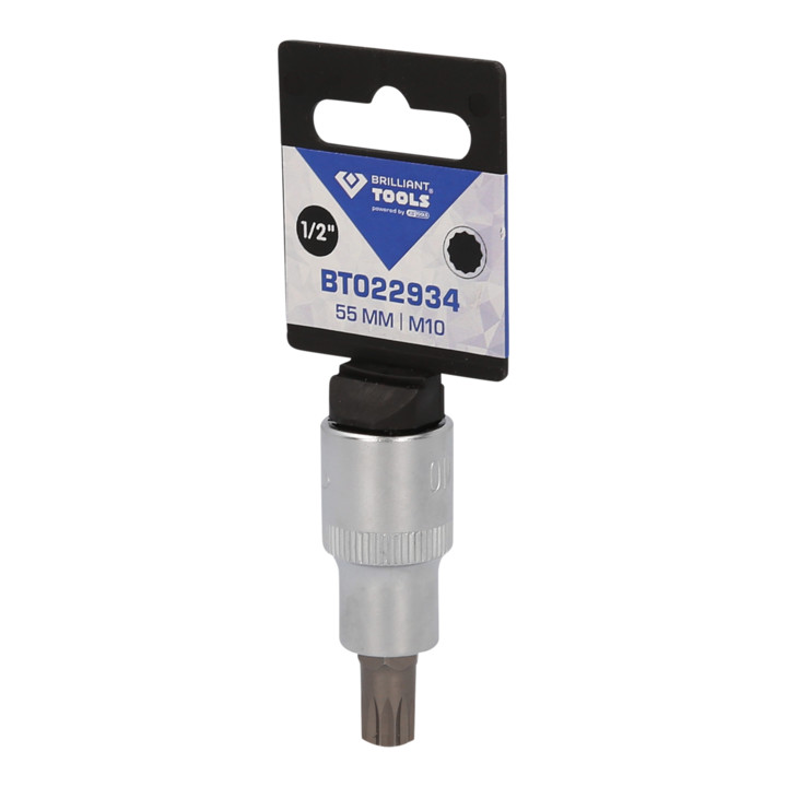 Brilliant Tools 1/2" veeltandbitdop, 55 mm lang, M10