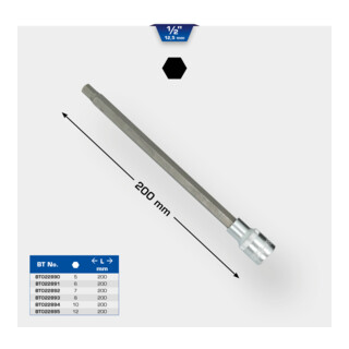 Brilliant Tools 1/2 Zoll Innensechskant Bit-Stecknuss, 200 mm lang, 6 mm