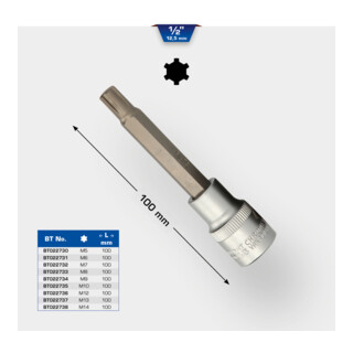 Brilliant Tools 1/2 Zoll RIBE-Bit-Stecknuss, 100 mm lang, M10