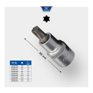 Brilliant Tools 1/2 Zoll RIBE-Bit-Stecknuss, 55 mm lang, M14