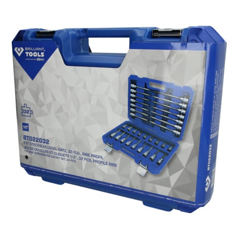 Brilliant Tools 1/2 Zoll Steckschlüssel-Satz, 32-tlg, RIBE Profil