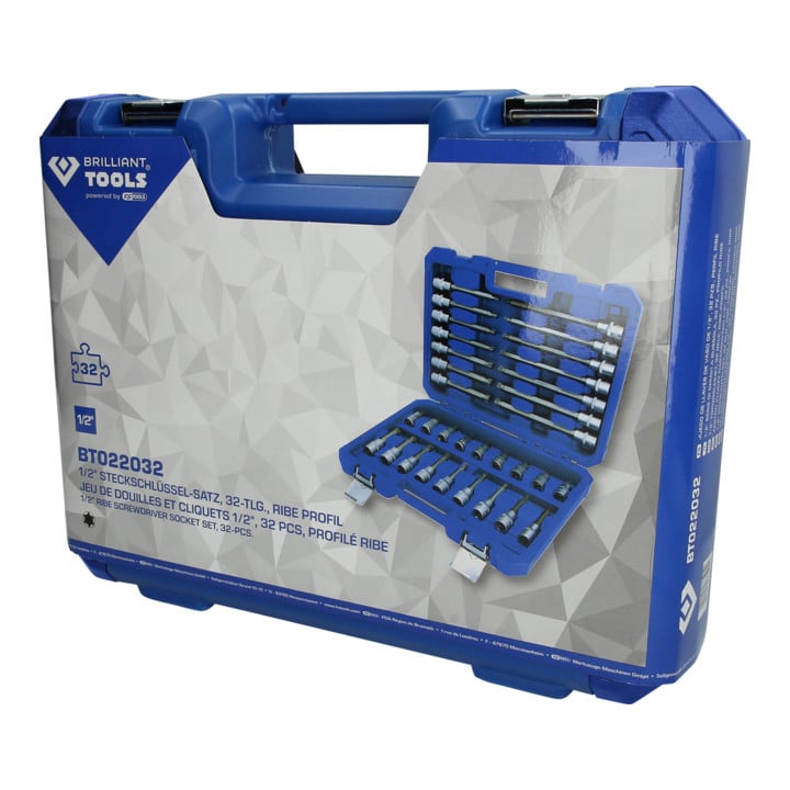 Brilliant Tools 1/2 Zoll Steckschlüssel-Satz, 32-tlg, RIBE Profil