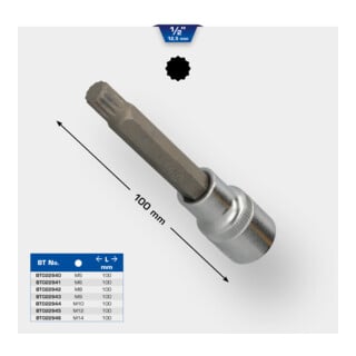 Brilliant Tools 1/2 Zoll Vielzahn-Bit-Stecknuss, 100 mm lang, M6