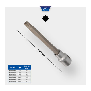 Brilliant Tools 1/2 Zoll Vielzahn-Bit-Stecknuss, 140 mm lang, M10