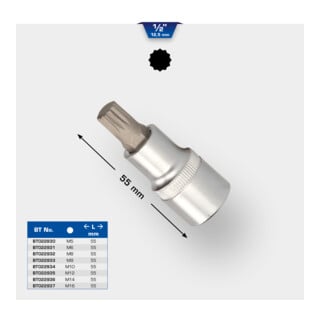 Brilliant Tools 1/2 Zoll Vielzahn-Bit-Stecknuss, 55 mm lang, M10