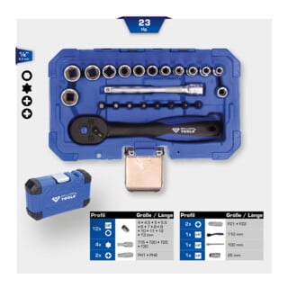 Brilliant Tools 1/4" dopsleutelset, 23-dlg