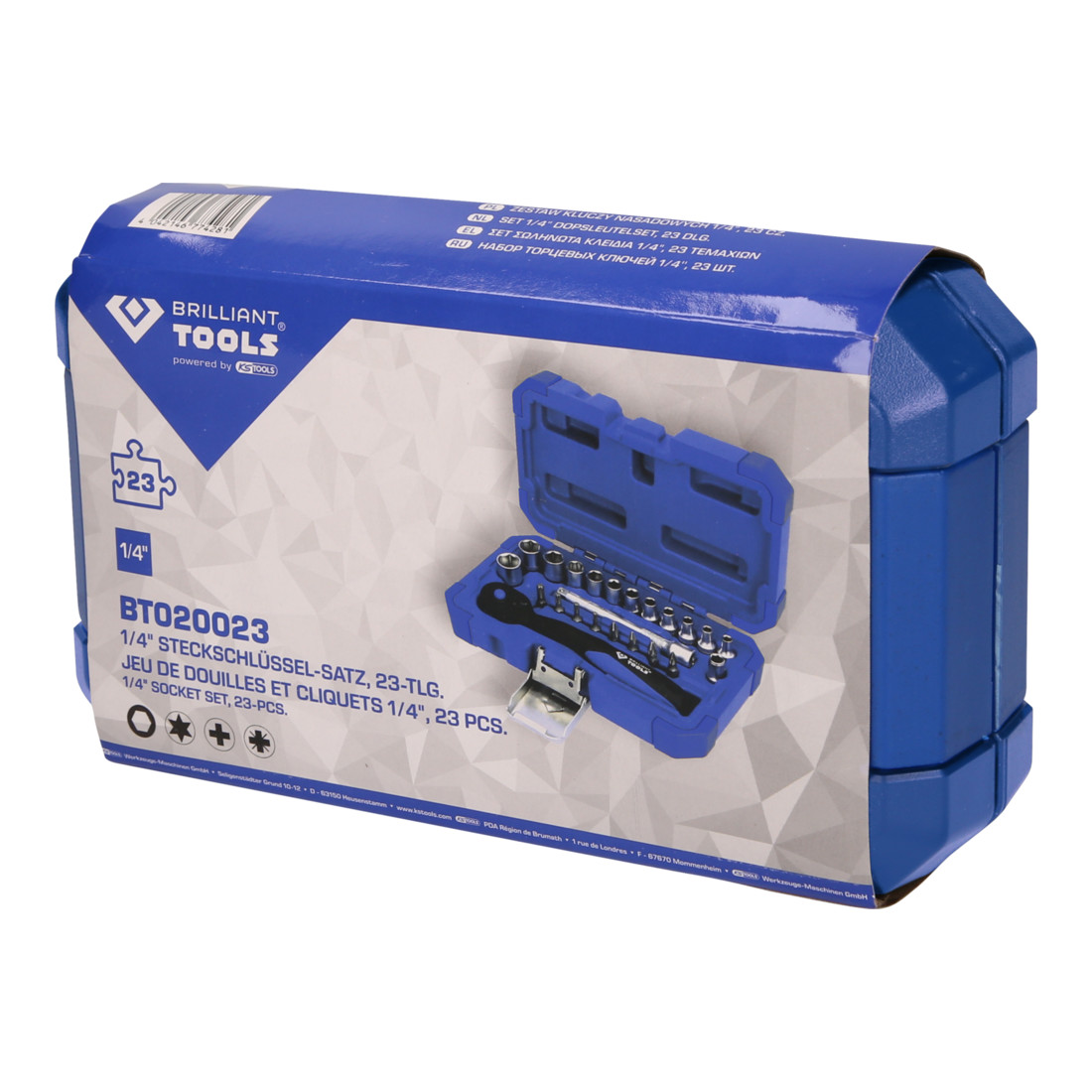 Brilliant Tools 1/4" dopsleutelset, 23-dlg