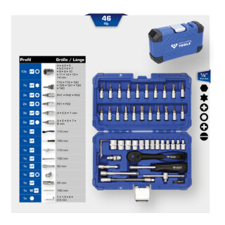 Brilliant Tools 1/4" dopsleutelset, 46-dlg