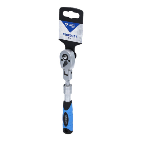 Brilliant Tools 1/4" omschakelbare ratel met telescoop en flexibele kop (175 - 225 mm)