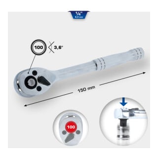 Brilliant Tools 1/4" Umschaltknarre mit Metallgriff
