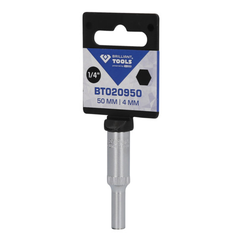Brilliant Tools 1/4 inch zeskantdop, lange uitvoering