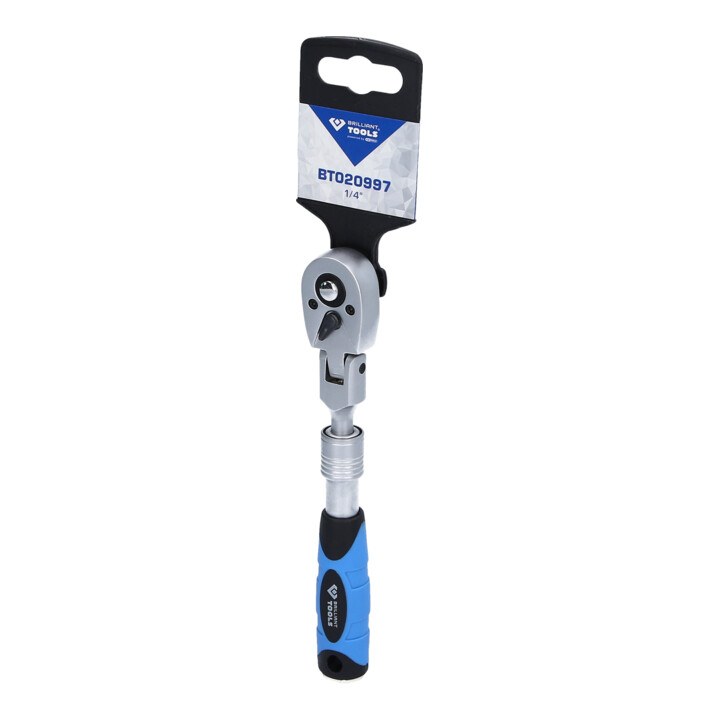 Brilliant Tools 1/4 Zoll Teleskop-Umschaltknarre mit flexibelem Kopf  (175 - 225 mm)