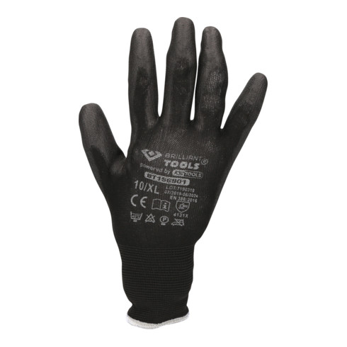 Brilliant Tools 12 paar zwarte microfijngebreide handschoenen