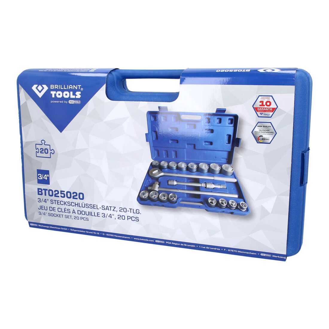 Brilliant Tools 3/4" dopsleutelset, 20-dlg