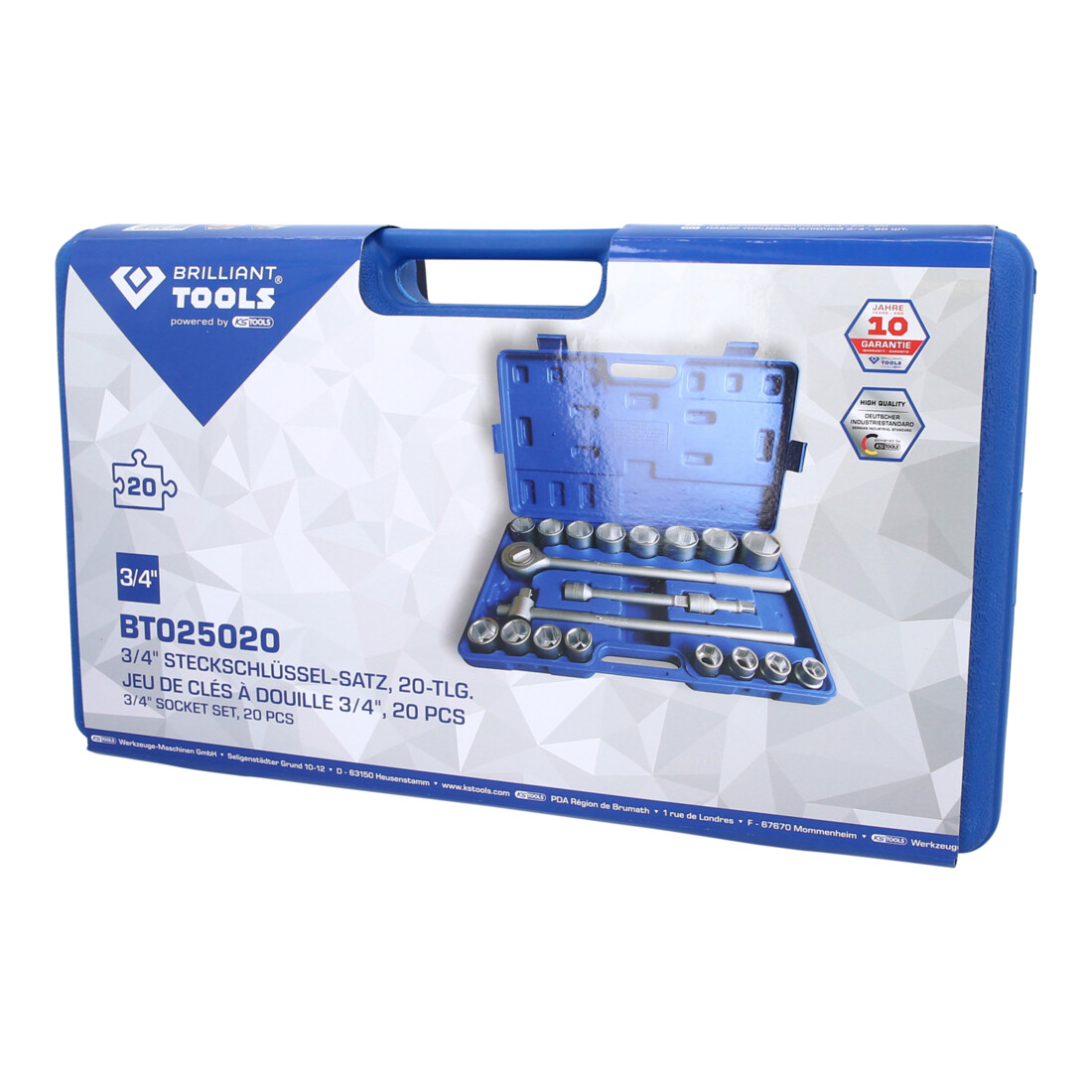 Brilliant Tools 3/4" dopsleutelset, 20-dlg