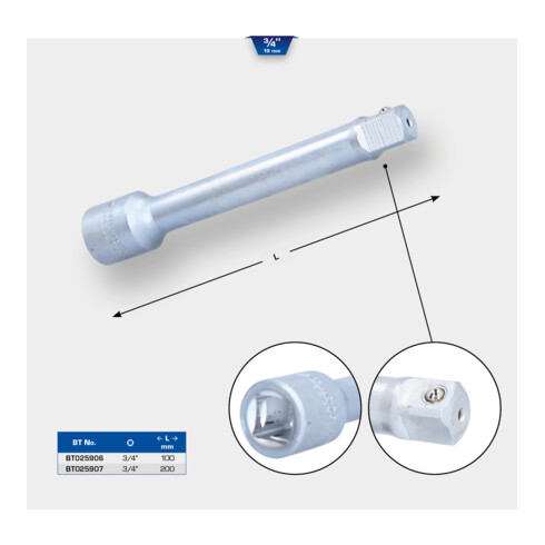 Brilliant Tools 3/4" verlenging, 100 mm