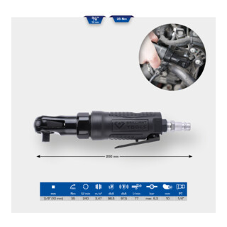 Brilliant Tools 3/8" persluchtratel, 35 Nm