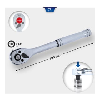 Brilliant Tools 3/8" Umschaltknarre mit Metallgriff