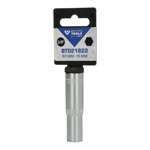 Brilliant Tools 3/8 inch zeskantdop, lange uitvoering