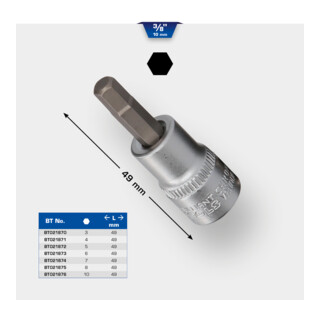 Brilliant Tools 3/8 Zoll Innensechskant Bit-Stecknuss, 6 mm