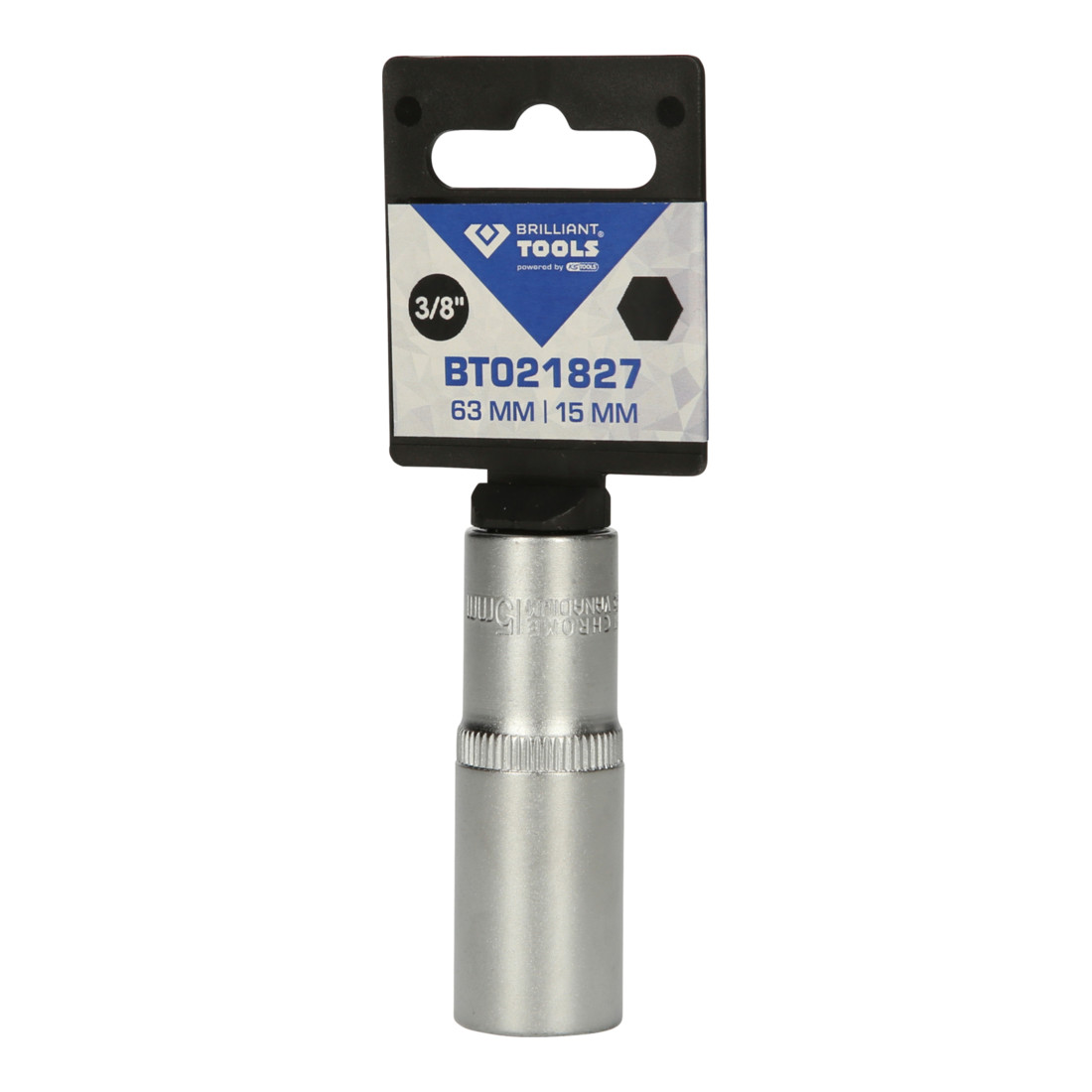 Brilliant Tools 3/8 Zoll Sechskant-Stecknuss, lange Ausführung, 15 mm