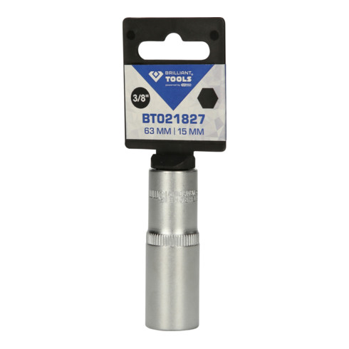 Brilliant Tools 3/8 Zoll Sechskant-Stecknuss, lange Ausführung, 15 mm