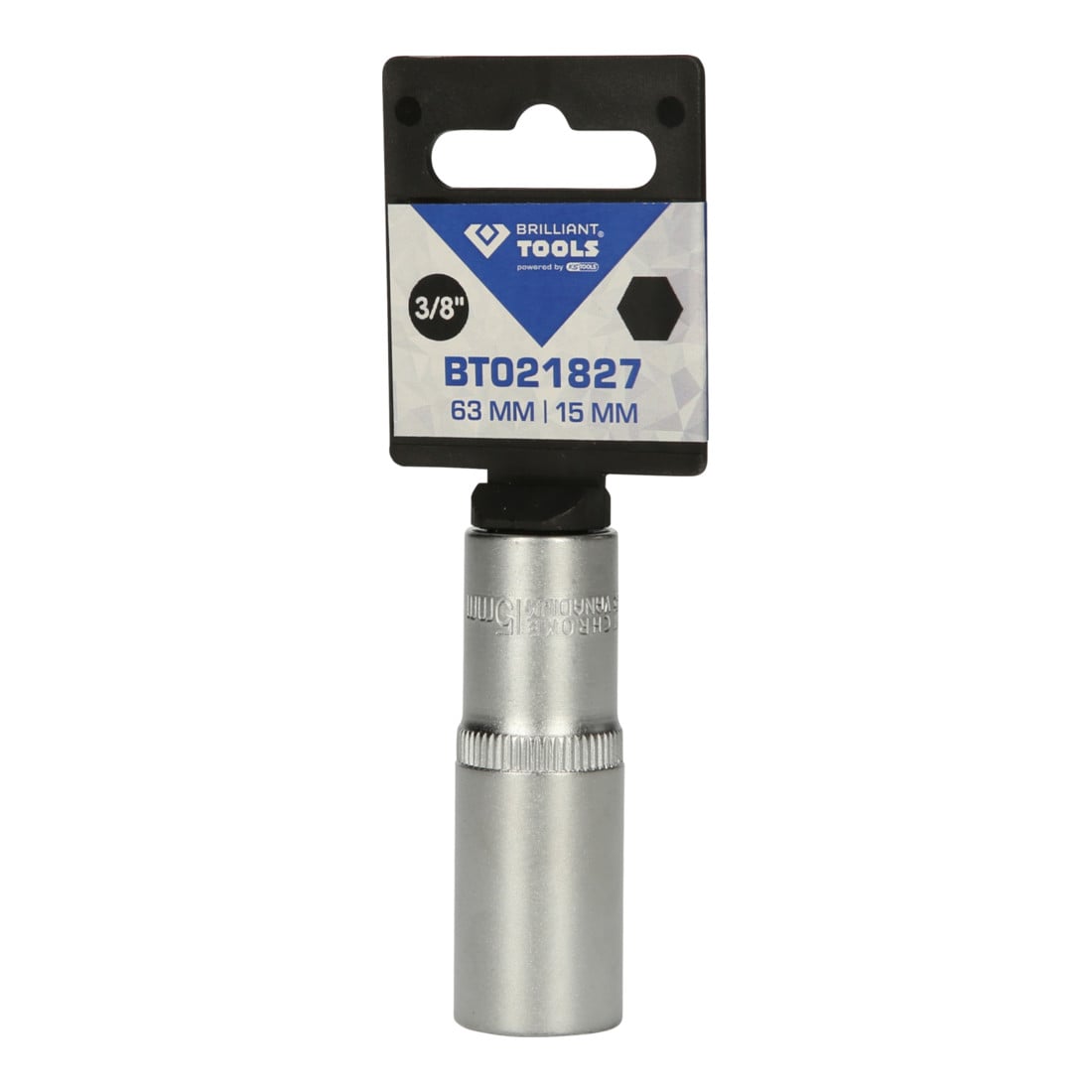 Brilliant Tools 3/8 Zoll Sechskant-Stecknuss, lange Ausführung, 15 mm