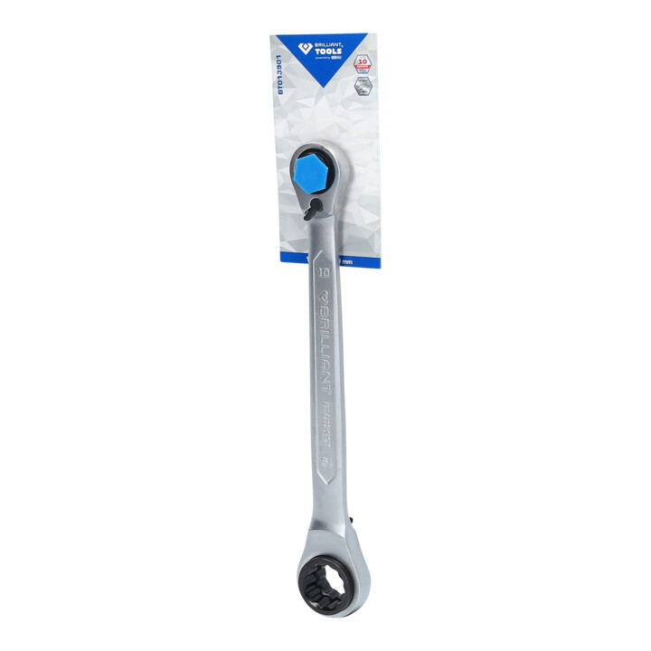 Brilliant Tools 4-in-1m dubbele ratelringsleutels, 10 x 13, 17 x 19 mm