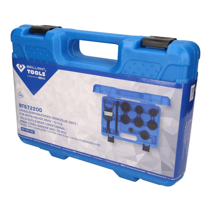 Brilliant Tools Achteraslangswieldraagarmbussen-gereedschapset, voor achteras BMW, 10-dlg