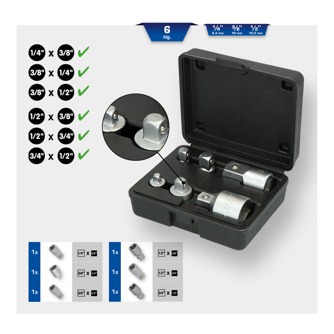 Brilliant Tools Adapter-Satz, 6-tlg