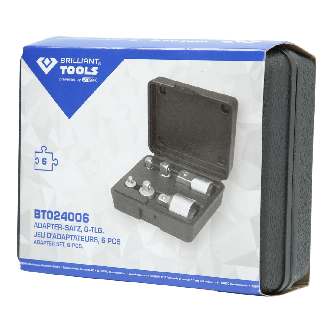 Brilliant Tools Adapterset, 6 dlg, 1/4" + 3/8" + 1/2" + 3/4"