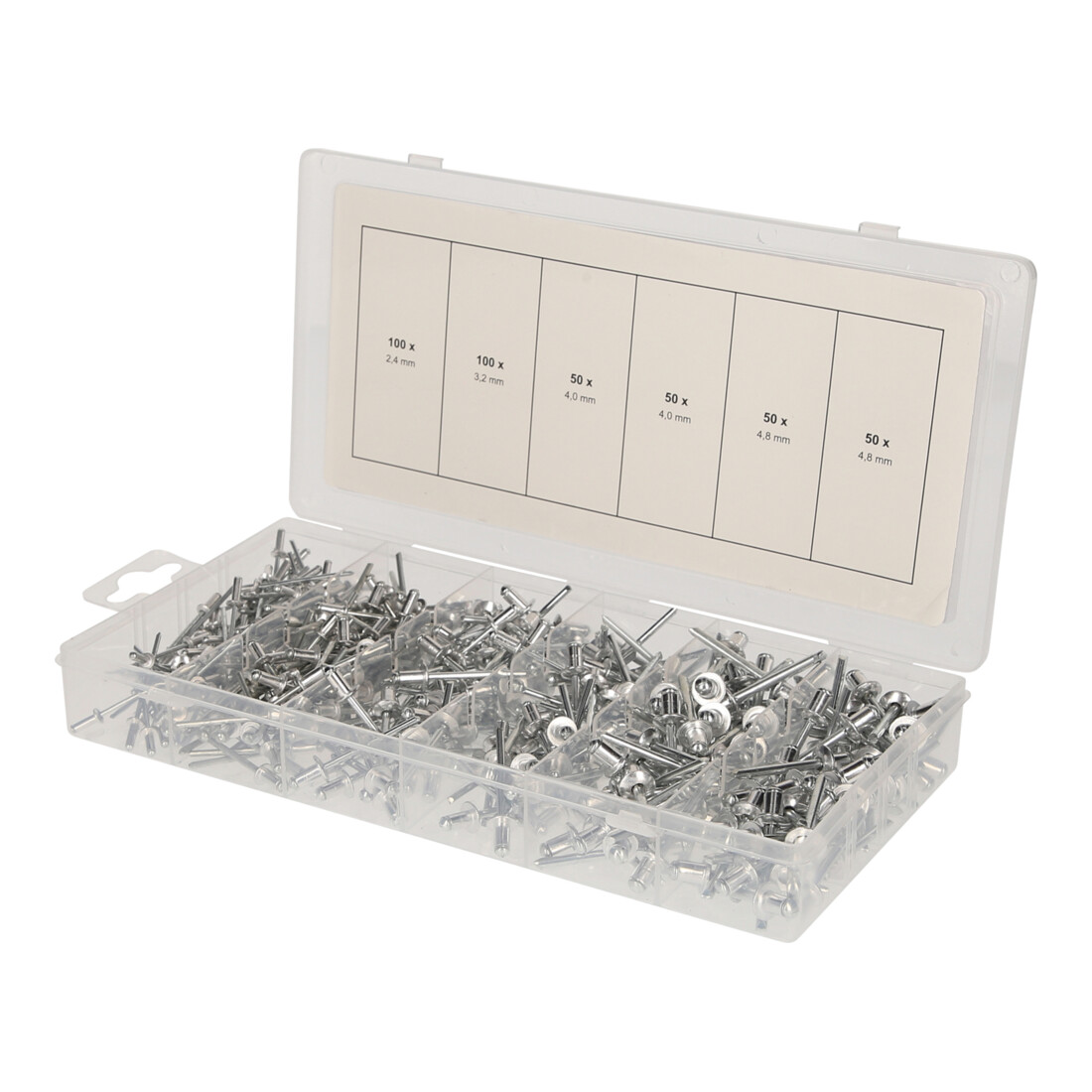 Brilliant Tools Assortiment blindklinknagels 400-dlg, Ø 2,4 - 3,2 - 4 - 4,8 mm