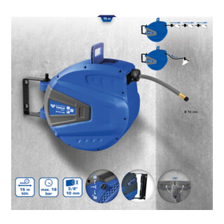 Brilliant Tools Avvolgitubi per aria compressa automatico, Ø 10mmx15m