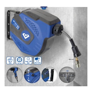 Brilliant Tools Avvolgitubi per aria compressa automatico, Ø 8mmx10 m