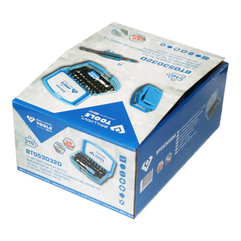 Brilliant Tools Bitset, 32-dlg. display, 10 stuks