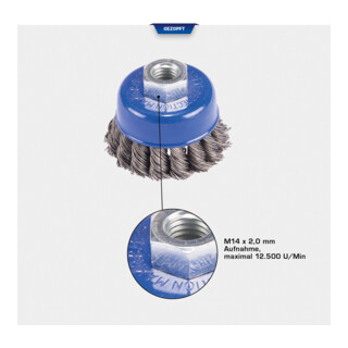 Brilliant Tools Brosse circulaire Ø 65 mm avec fixation M14 x 2,0 mm