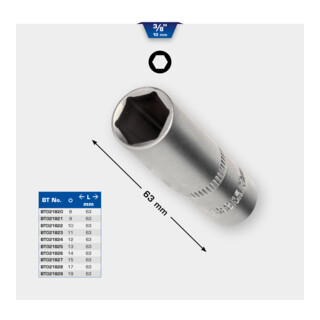 Brilliant Tools Bussola esagonale 3/8", versione lunga