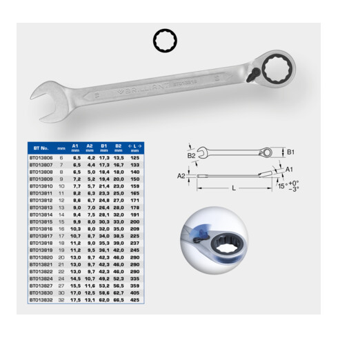 Brilliant Tools Chiave a cricco, reversibile