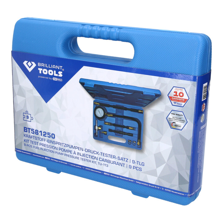 Brilliant Tools Coffret de test de pression pour pompe à injection, 9 pcs
