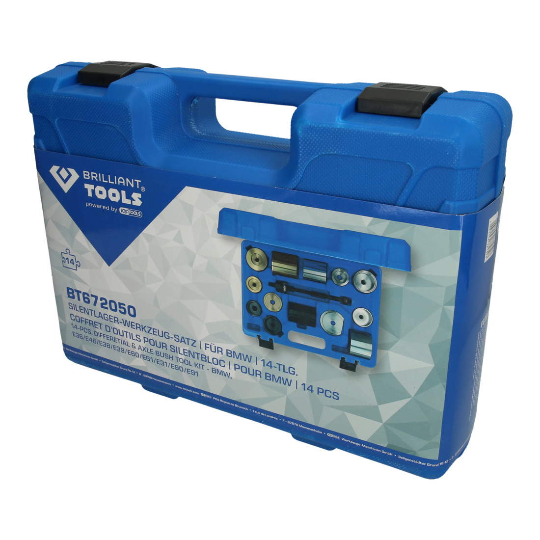 Brilliant Tools Coffret d'outils pour silent-blocs, pour BMW, 14 pcs pour E36, E46, E38, E39, E60, E61, E31, E90, E91