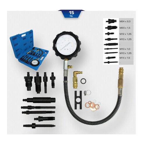 Brilliant Tools Compressietesterset voor dieselmotoren, 15-dlg