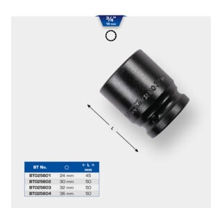 Brilliant Tools Douille 3/4" 12 pans courte, 30 mm
