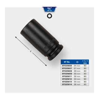 Brilliant Tools Douille hexagonale 3/4" Kraft, 30 mm, longue